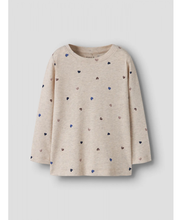 Name It bluse i beige med hjerter til piger billede 3