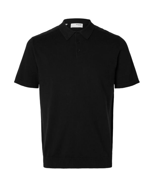 Selected  Strikket Polo i sort til herre billede 2