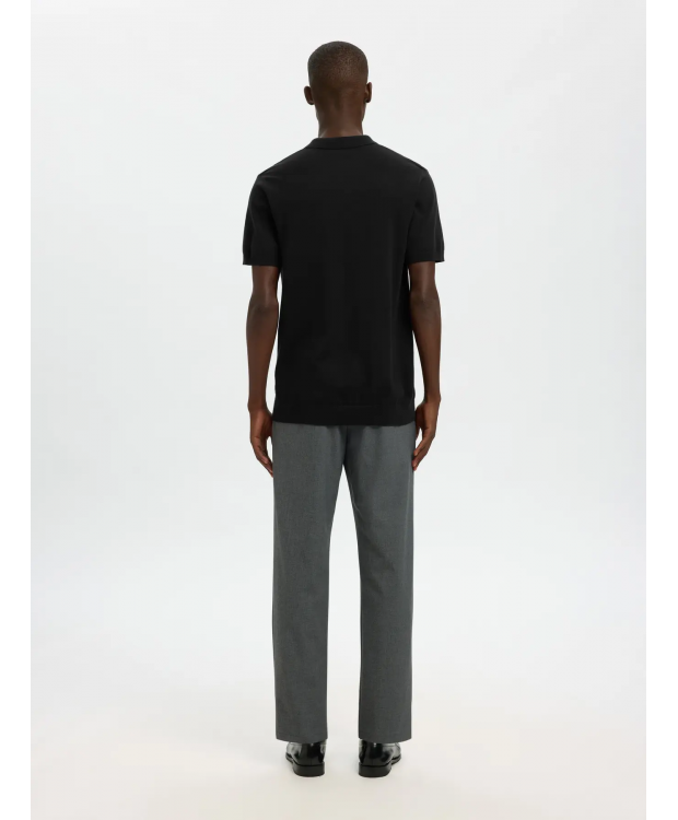 Selected  Strikket Polo i sort til herre billede 3