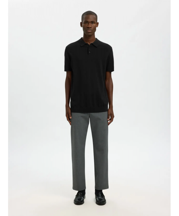 Selected  Strikket Polo i sort til herre billede 4