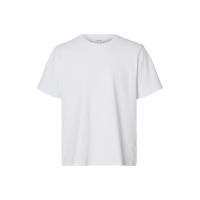 Selected piquéstrikket T-shirt med rund hals i hvid til herre
