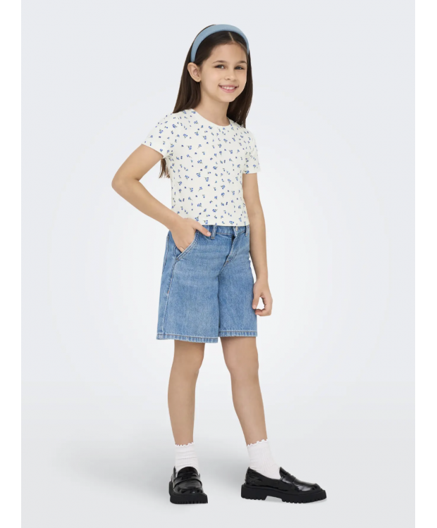 KIDS ONLY top i hvid med blå blomster til piger billede 2