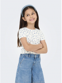 KIDS ONLY top i hvid med blå blomster til piger