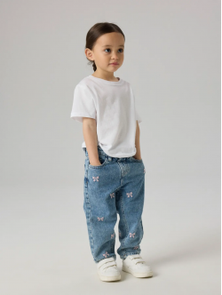 Name it MOM EMB JEANS i blå denim med sløjfer til piger