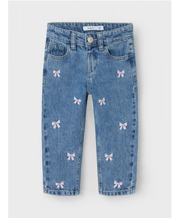Name it MOM EMB JEANS i blå denim med sløjfer til piger billede 6