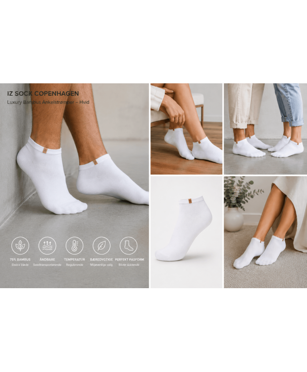 iZ Sock Luxury bambus-ankelstrømper hvid unisex billede 8