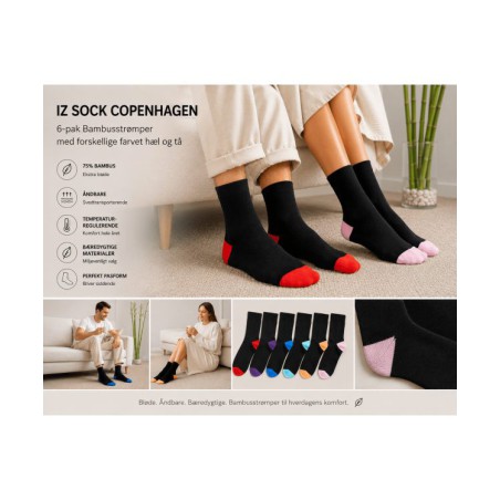 iZ Sock Luxury bambusstrømper 6-pak unisex