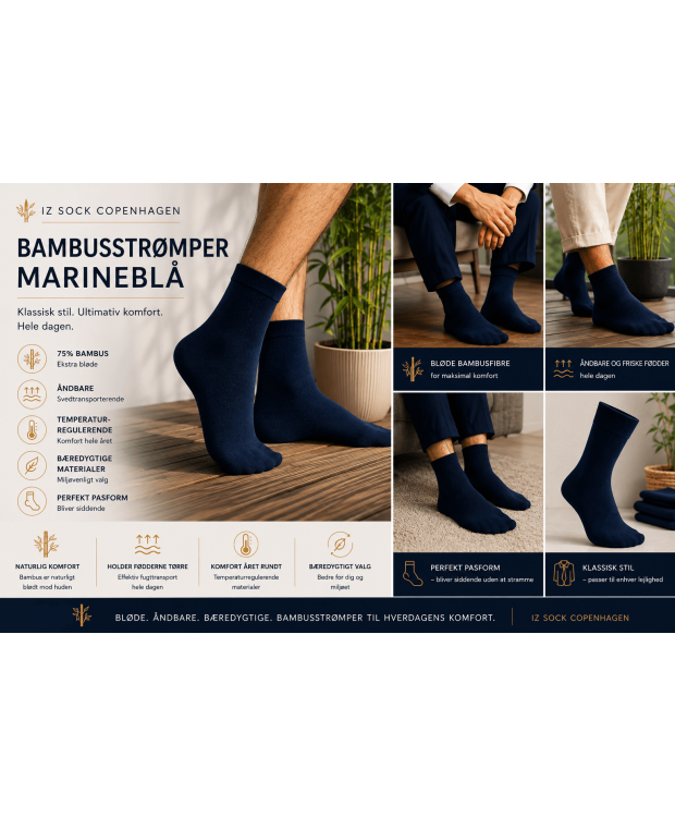 iZ Sock Copenhagen bambusstrømper unisex – marineblå billede 9