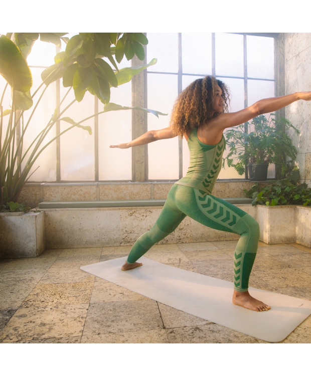 Hummel CLEA seamless mid waist tights Darkest Spruce/Basil Melange – OUTLET billede 11