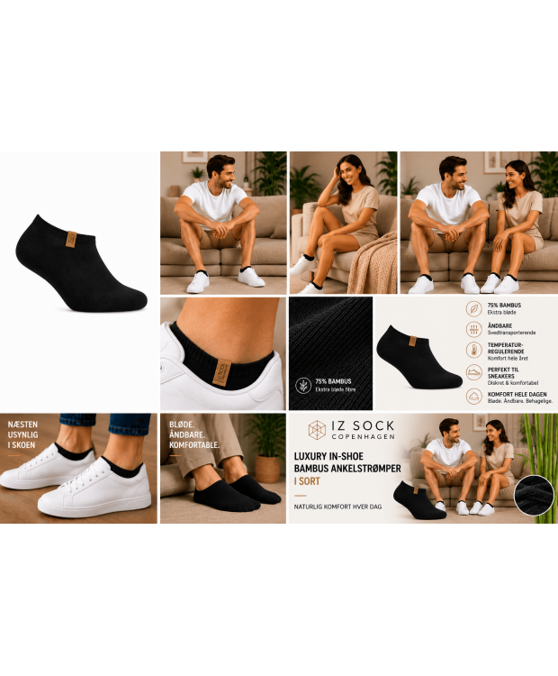 IZ Sock Copenhagen sorte in-shoe bambusankelstrømper billede 5