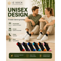 IZ Sock Copenhagen 6-pak Bambus Ankelstrømper med Farvet Hæl og Tå – Unisex