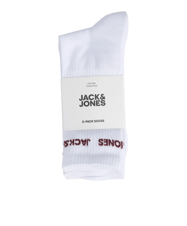 JACK & JONES 5-pak tennisstrømper i hvid med farvet skrift til herre billede 2