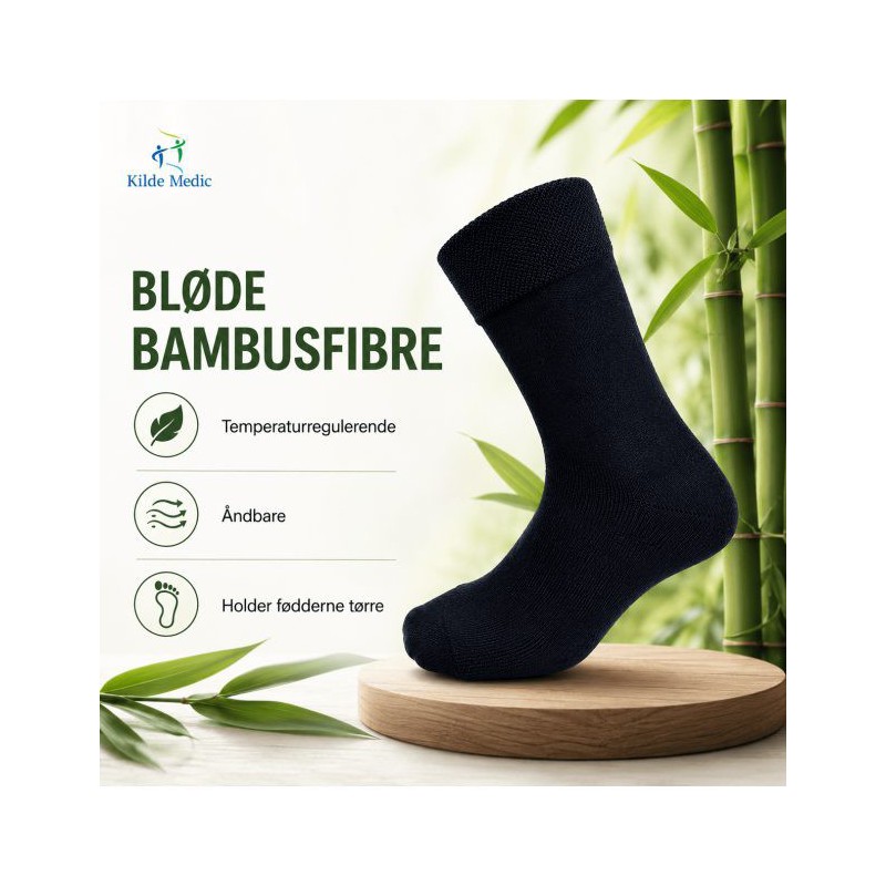 Kilde Comfort diabetes bambusstrømper sort unisex billede 2