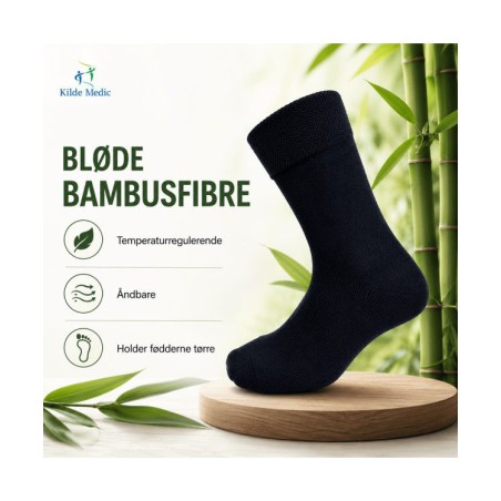 Kilde Comfort diabetes bambusstrømper sort unisex