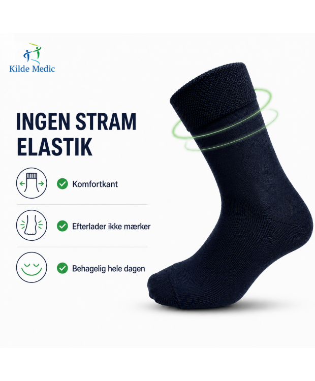 Kilde Comfort diabetes bambusstrømper sort unisex billede 3