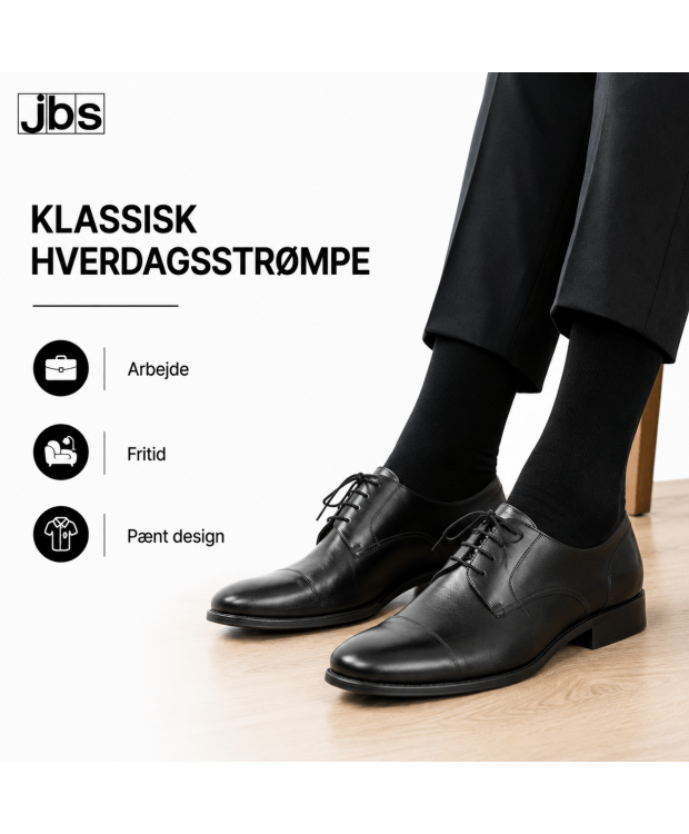 JBS klassiske sorte bomuldsstrømper til mænd billede 4