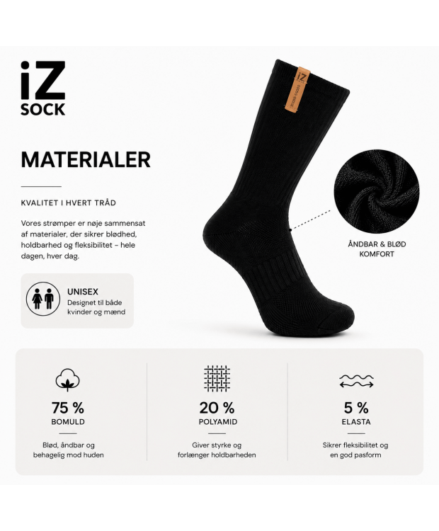 IZ Sock sorte sportsstrømper med svangstøtte – unisex billede 4