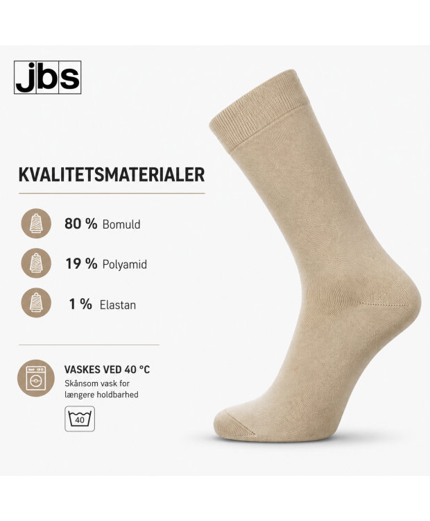 3 par JBS klassiske bomuldsstrømper til herre – lys sand – detaljebillede 5