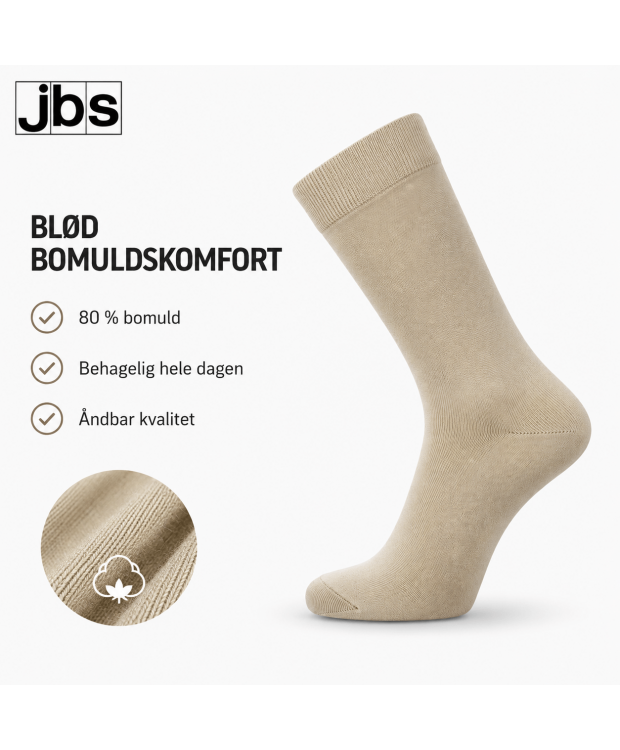 3 par JBS klassiske bomuldsstrømper til herre – lys sand – detaljebillede 2