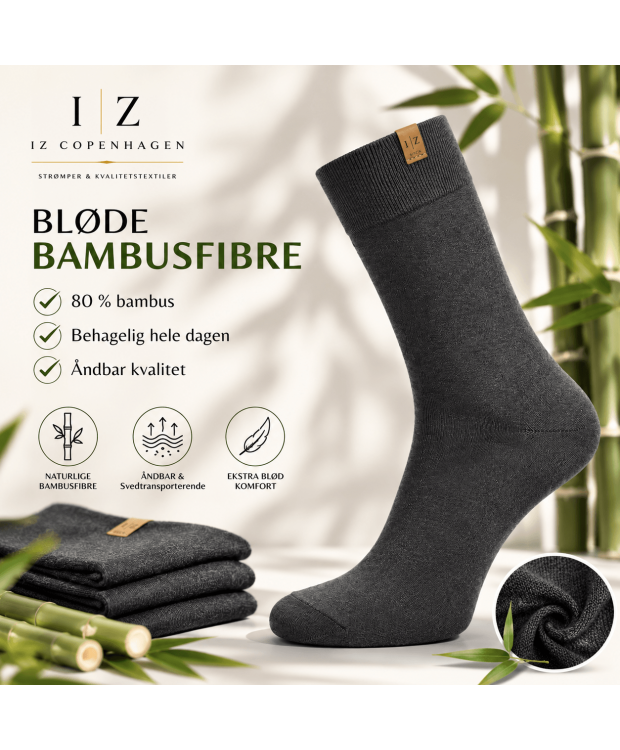 iZ Sock Copenhagen Luxury bambusstrømper – mørkegrå – unisex billede 5