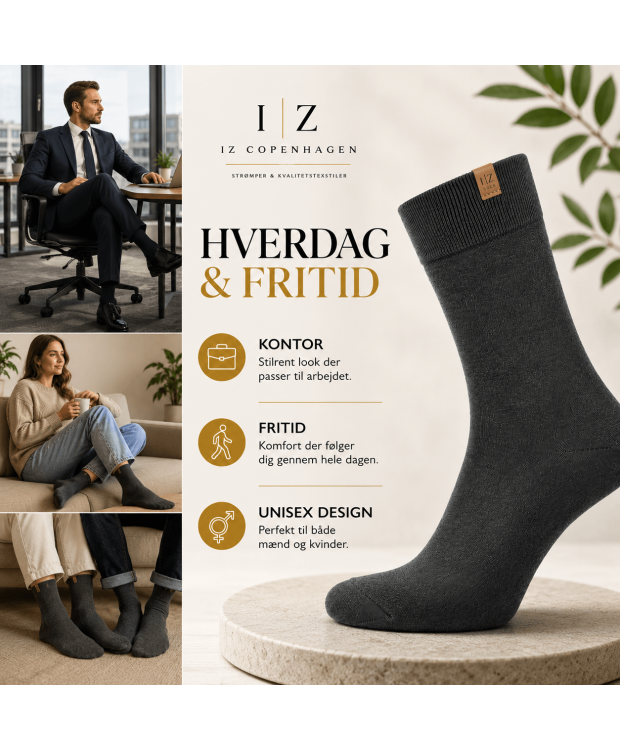 iZ Sock Copenhagen Luxury bambusstrømper – mørkegrå – unisex billede 4