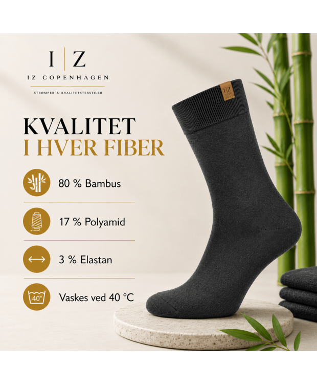iZ Sock Copenhagen Luxury bambusstrømper – mørkegrå – unisex billede 6