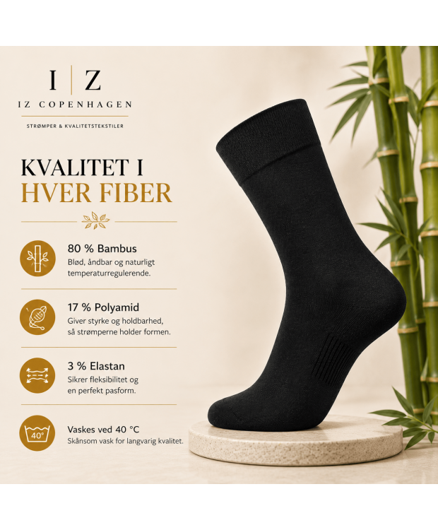 iZ Copenhagen Ultra Soft Bambusstrømper i Sort – Premium Collection billede 4