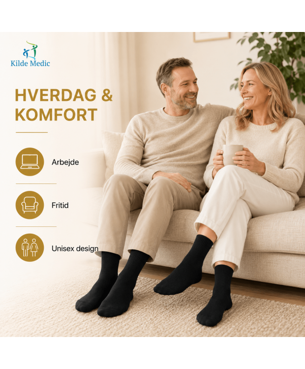 Kilde Comfort diabetes bomuldsstrømper sort unisex billede 3