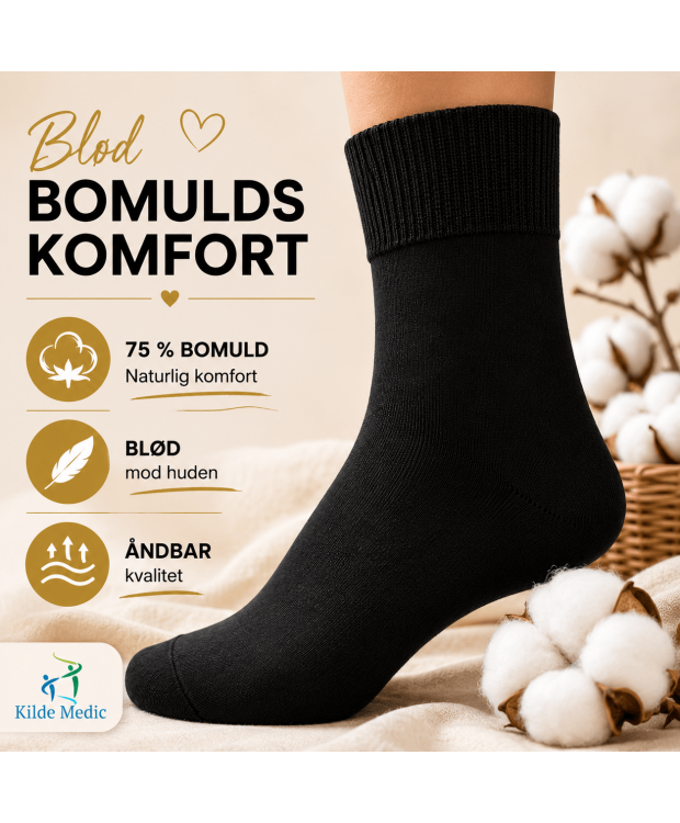 Kilde Comfort diabetes bomuldsstrømper sort unisex billede 5