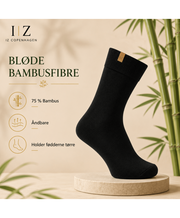 iZ Sock Luxury bambusstrømper i sort unisex billede 3