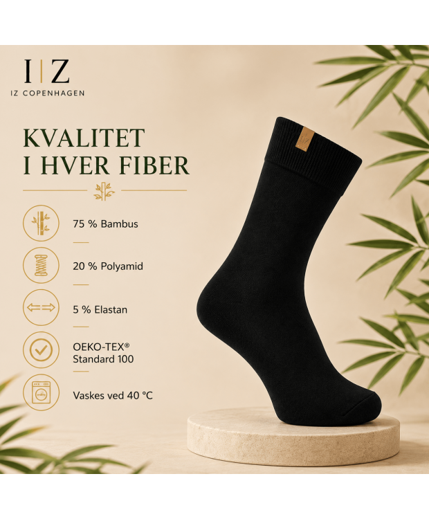 iZ Sock Luxury bambusstrømper i sort unisex billede 4
