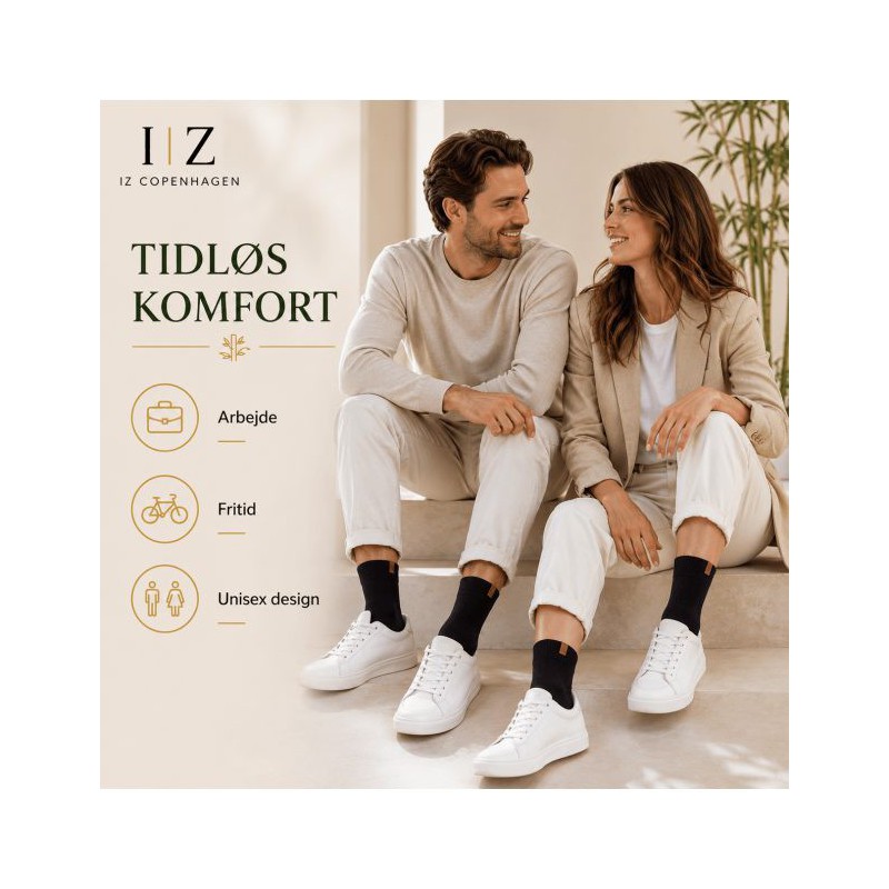 iZ Sock Luxury bambusstrømper i sort unisex billede 2