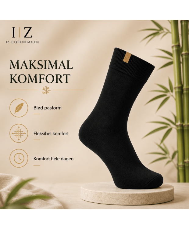 iZ Sock Luxury bambusstrømper i sort unisex billede 5