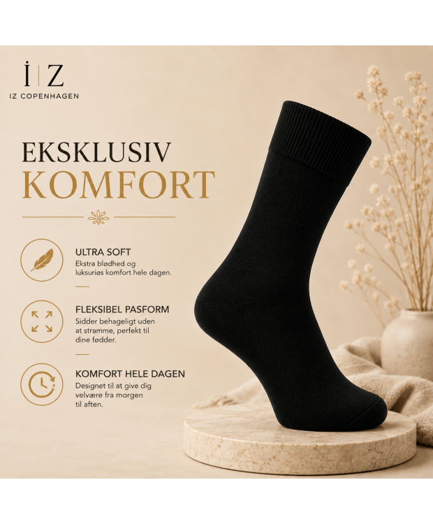 iZ Copenhagen Premium Uldstrømper i Sort – Ultra Soft Merinould | Dame & Herre billede 5