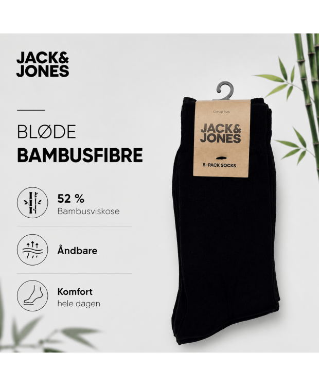 Jack & Jones Premium bambusstrømper 5-pak sort herre – Onesize billede 5