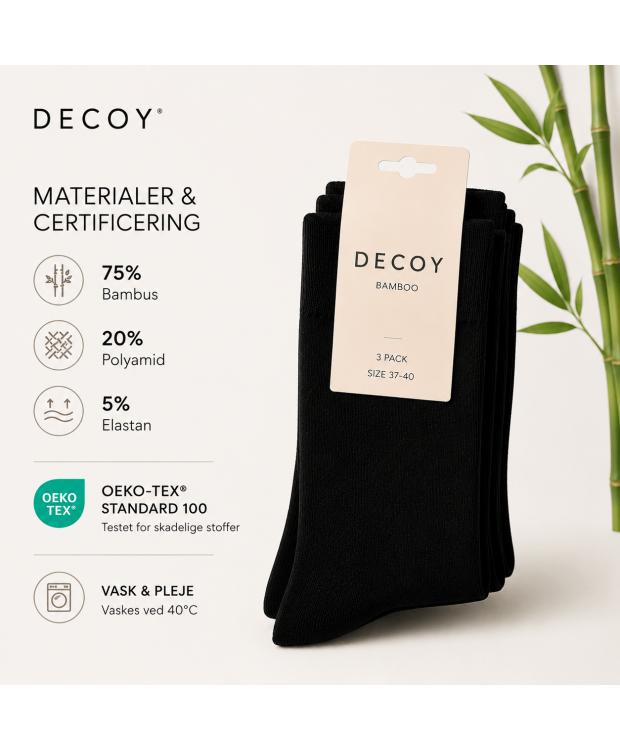 Decoy 3-pak sorte bambusstrømper til kvinder billede 4