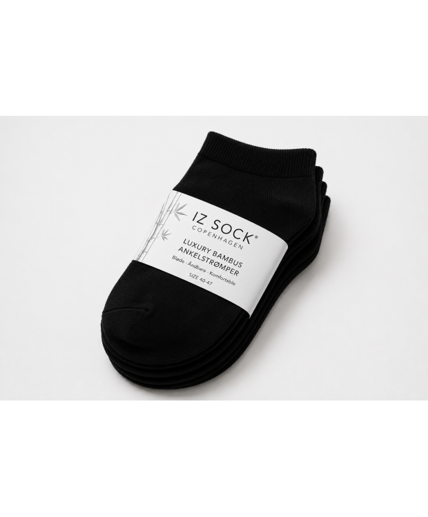 iZ Sock Luxury bambus-ankelstrømper sort unisex billede 8