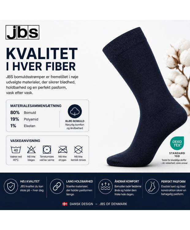 6 par JBS klassiske bomuldsstrømper til herre – navy – detaljebillede 5