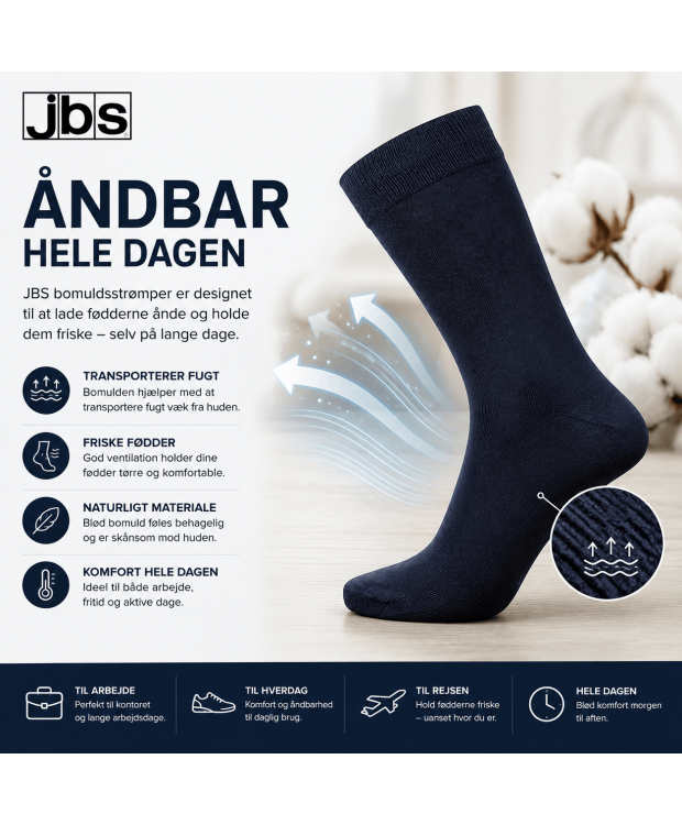 6 par JBS klassiske bomuldsstrømper til herre – navy – detaljebillede 4