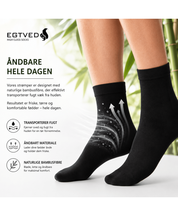 Egtved Bambusstrømper uden Elastik i Sort til Herre – Bløde, Åndbare & Komfort hele Dagen billede 3