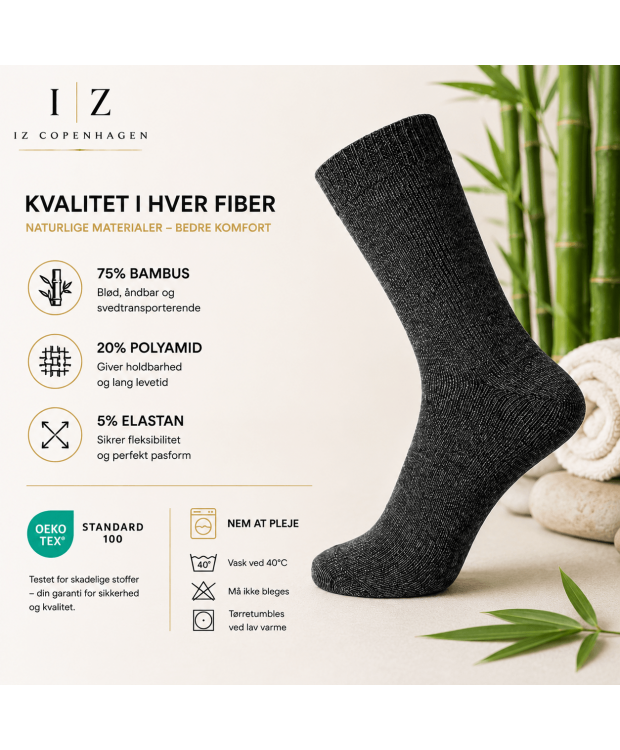 iZ Sock Copenhagen Premium Uldstrømper i Mørkegrå – Ultra Soft Merinould til Herre & Dame billede 5