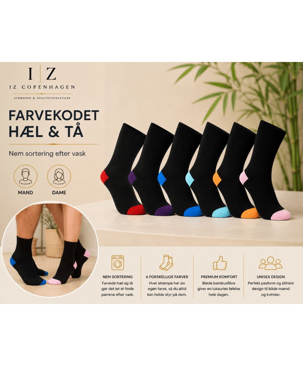 iZ Sock Luxury bambusstrømper 6-pak unisex billede 3