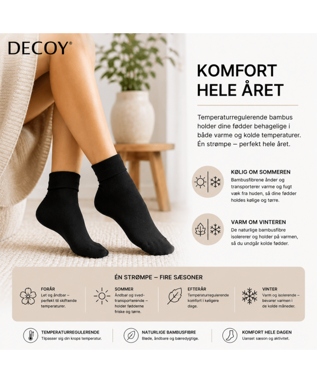9 par Decoy ankelstrømper uden elastik sort dame – 37–41 – detaljebillede 3