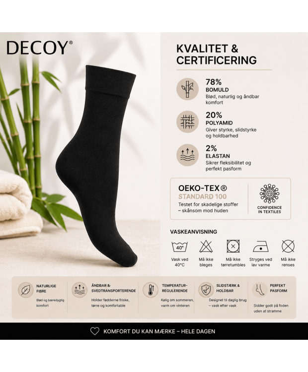 9 par Decoy ankelstrømper uden elastik sort dame – 37–41 – detaljebillede 5