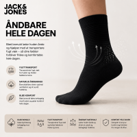 Jack & Jones 3-pak sorte ribstrømper til herre – onesize