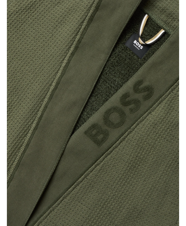 BOSS bomuldsmorgenkåbe i grøn med logo på reverset til herre billede 3