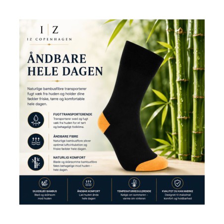 iZ Sock bambusstrømper sort/orange unisex outlet