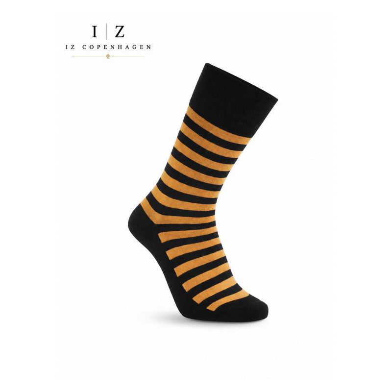 iZ Sock stribede bambusstrømper sort/orange unisex – OUTLET billede 1