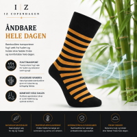 iZ Sock stribede bambusstrømper sort/orange unisex – OUTLET