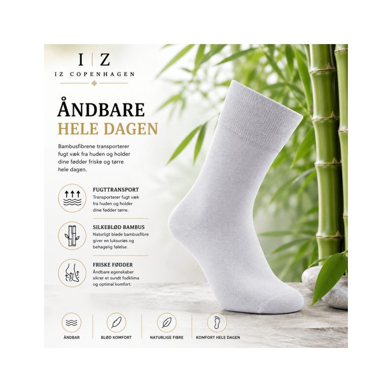iZ Sock bambusstrømper i lysegrå til dame og herre – OUTLET billede 2